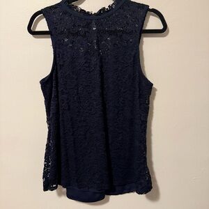 Apt 9 Women’s Navy Blue Sleeveless Lace Tank Top Size L EUC